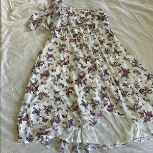 High-low one shoulder butterfly dress